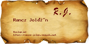 Rancz Jolán névjegykártya